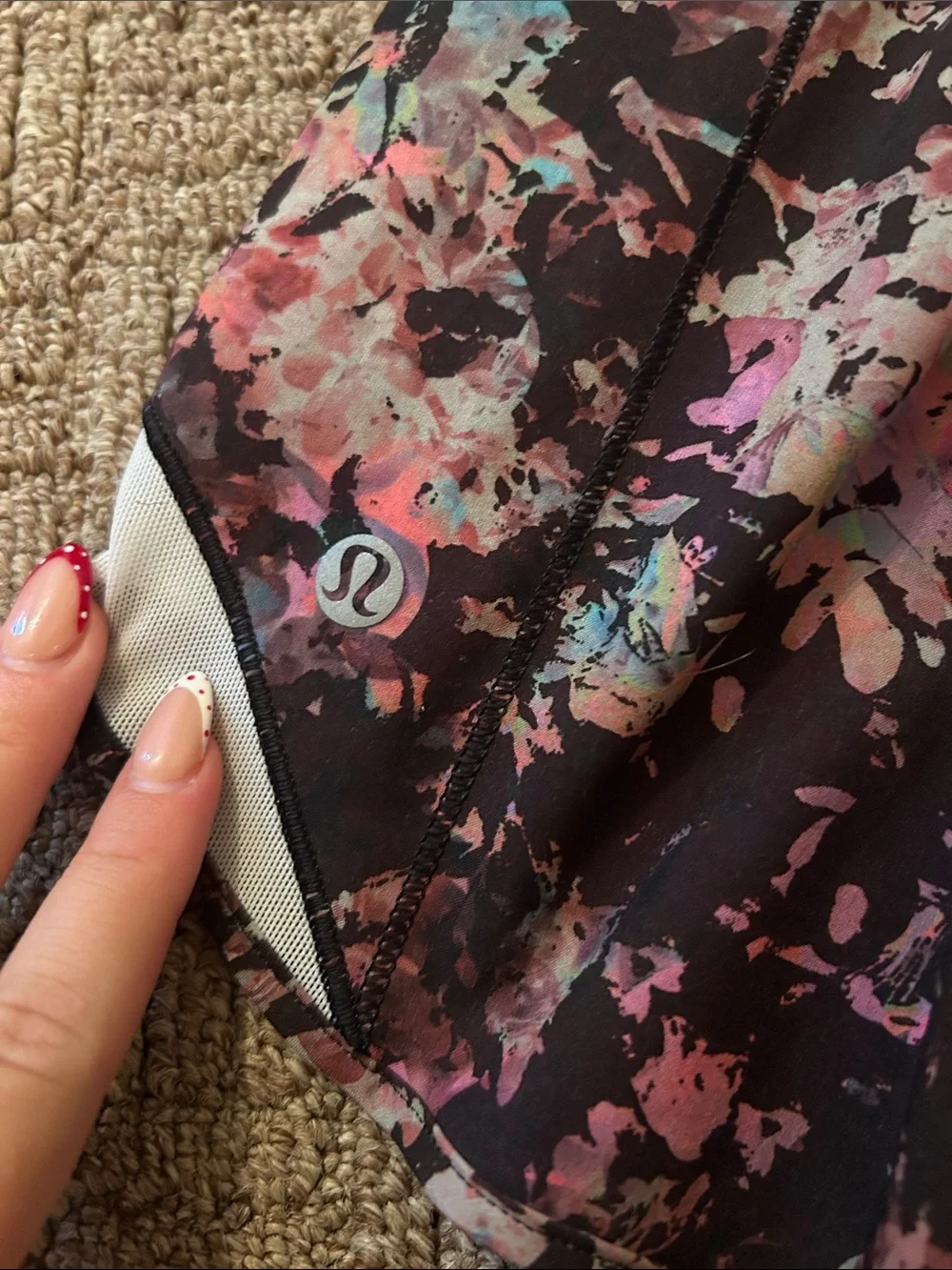lululemon athletica Black Multicolor Floral-Splash Athletic Shorts - Picture 2 of 3